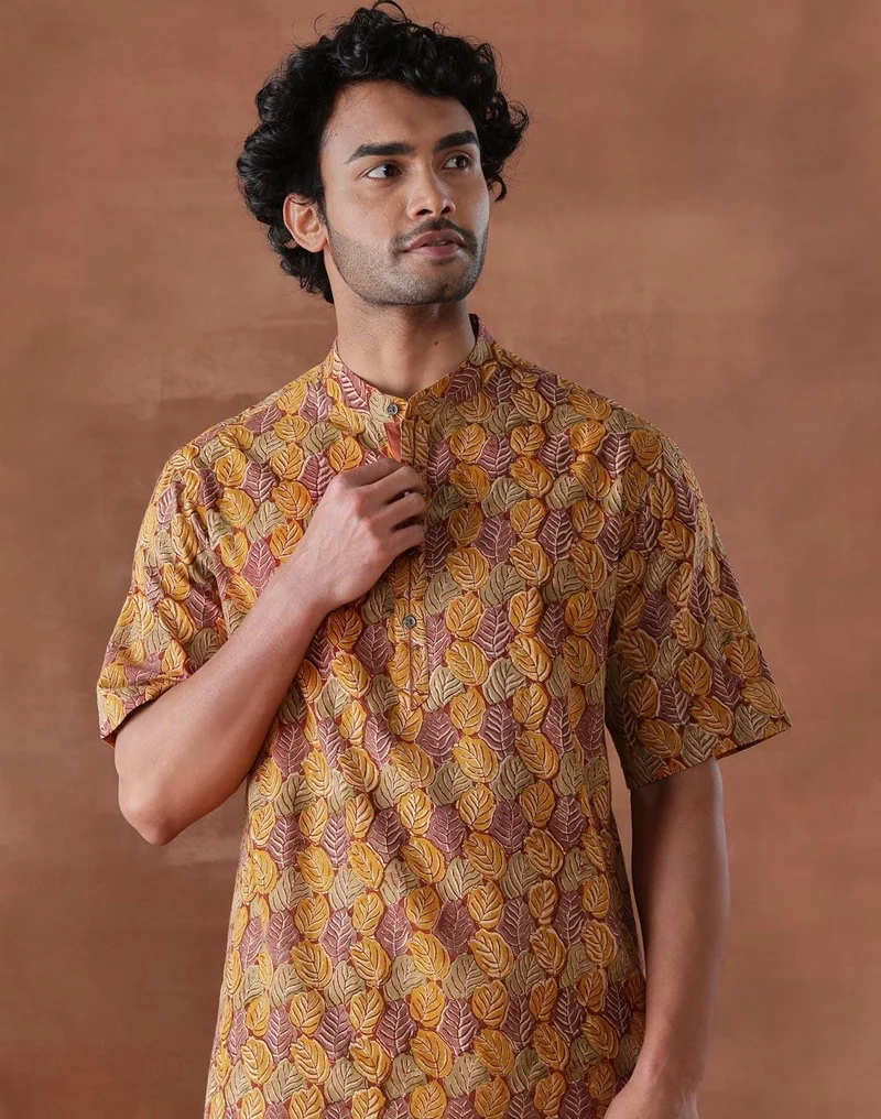 Fabindia  Multi Cotton Kalamkari Printed Short Kurta for Men | Best Price UAE