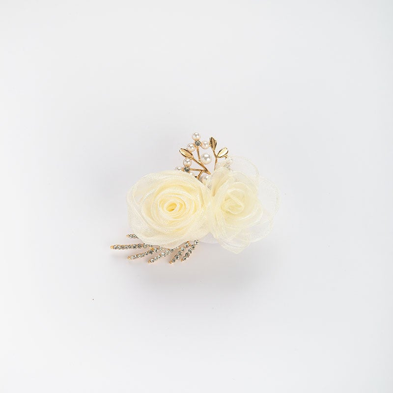 High-end Feel Korean Style Wedding Wrist Corsage For Groom Bride Best Man Best Woman Bridal Party Apricot Corsage