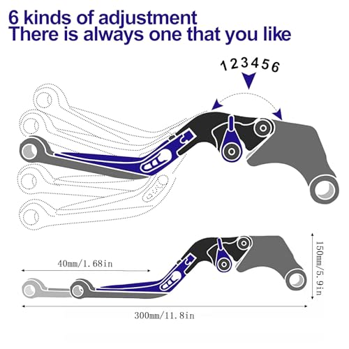 XIDAODIT for Suzuki GSXR 600 750(2006-2024) 1000R(2009-2024) GSX-R 1000(2005-2006) Motorcycle Clutch Lever Folding Extendable Adjustable Handlebars Brake and Clutch Levers Set(Blue) - Image 5