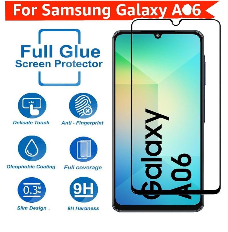 FabeKee Tempered Glass Screen Protector Compatible For Samsung Galaxy A06 / M06 / F06 Black Cellphone With Edge To Edge Coverage And Easy Installation Kit - Image 3