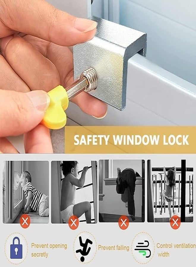 DKWIN Sliding Window Key Locks, Security Window Lock Aluminum with Key, Window Stoppers for Slide Door, Adjustable Security Locks, for Kids Room Hung Security Lock Stoppers. (2PC Window Lock) - Image 3