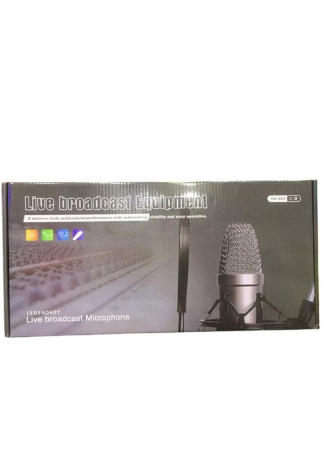 Professional Condenser Microphone With Live Voice Card And Studio Recording Broadcast Kit
