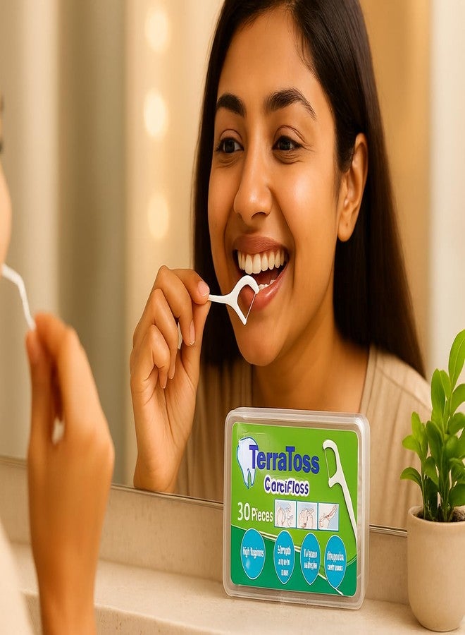 TerraToss Dental Floss Picks [60 Pcs] | 2 Box of 30 Pcs each | Premium Toothpicks for Fresh Breath, Clean Teeth & Healthy Gums (Box (60 Pcs)) - Image 3