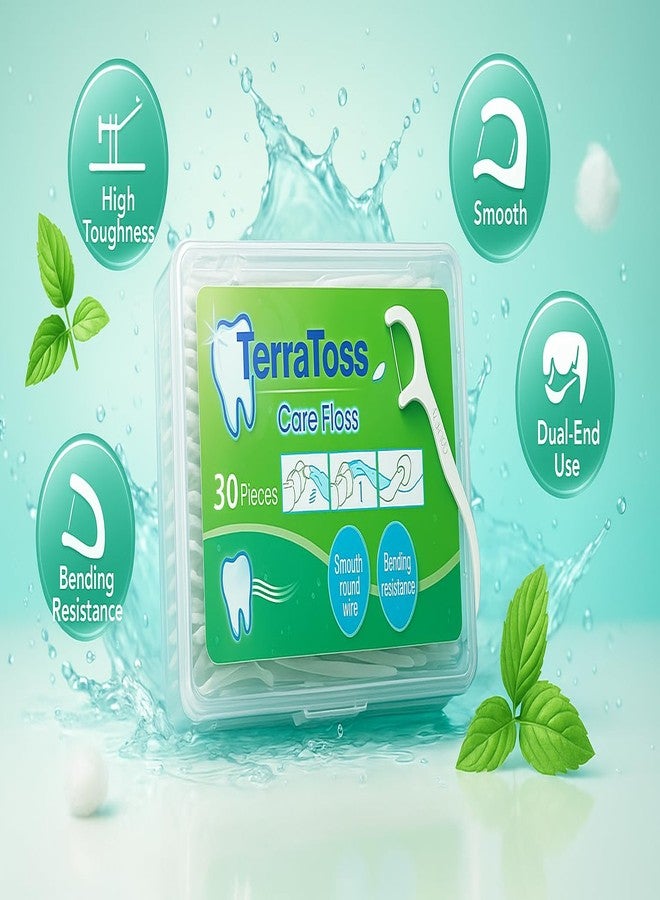TerraToss Dental Floss Picks [60 Pcs] | 2 Box of 30 Pcs each | Premium Toothpicks for Fresh Breath, Clean Teeth & Healthy Gums (Box (60 Pcs)) - Image 4