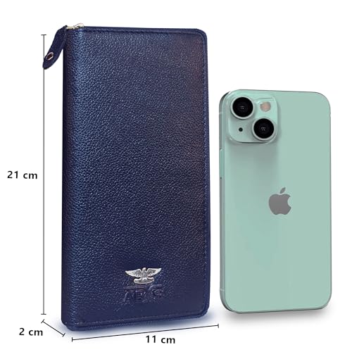 ABYS Genuine Leather RFID Protected 27 Card Slots Wallet for Men and Women (Blue) - Image 2