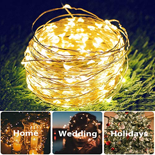 DAYLIGHTIR 2 Pack Total 200 LED 66FT Solar Powered Copper Wire String Lights Outdoor, Waterproof, 8 Modes Fairy Lights for Garden, Patio, Party, Yard, Christmas (Warm White) - Image 3