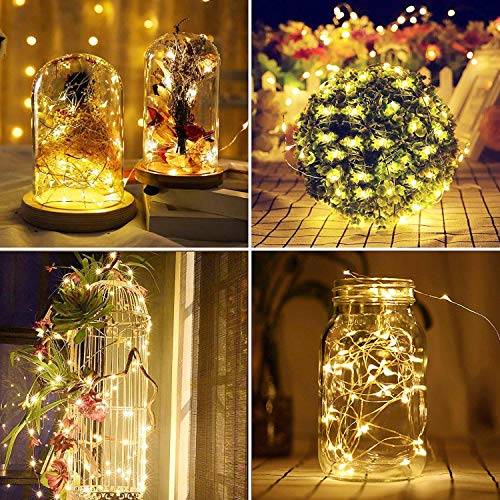 DAYLIGHTIR 2 Pack Total 200 LED 66FT Solar Powered Copper Wire String Lights Outdoor, Waterproof, 8 Modes Fairy Lights for Garden, Patio, Party, Yard, Christmas (Warm White) - Image 4