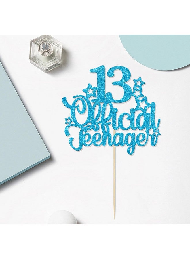 Ephlyn 1 Pack 13 Official Teenager Cake Topper Glitter Number 13 13th Birthday Cake Pick Decorations for Teen 13th Birthday Party Supplies Blue - Image 4