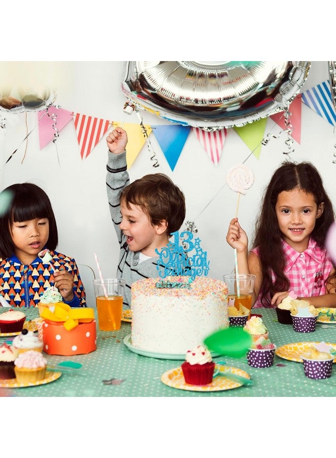 Ephlyn 1 Pack 13 Official Teenager Cake Topper Glitter Number 13 13th Birthday Cake Pick Decorations for Teen 13th Birthday Party Supplies Blue - Image 5