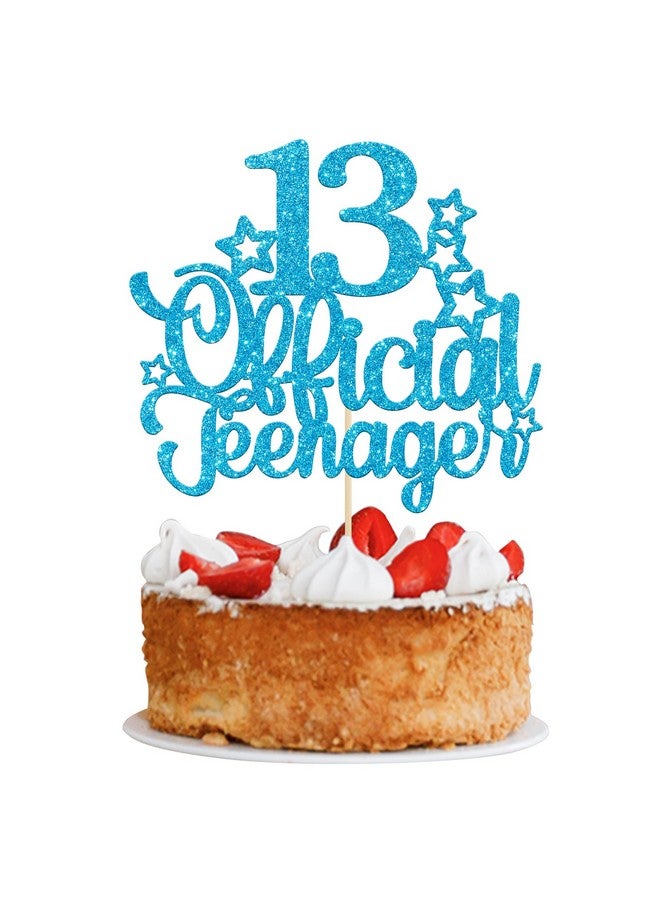 Ephlyn 1 Pack 13 Official Teenager Cake Topper Glitter Number 13 13th Birthday Cake Pick Decorations for Teen 13th Birthday Party Supplies Blue - Image 1