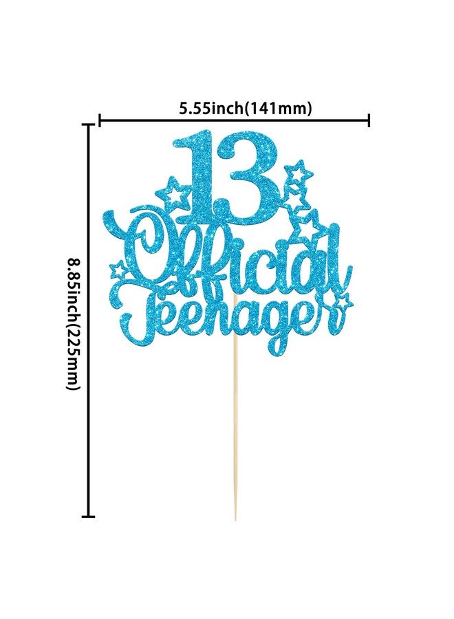 Ephlyn 1 Pack 13 Official Teenager Cake Topper Glitter Number 13 13th Birthday Cake Pick Decorations for Teen 13th Birthday Party Supplies Blue - Image 2