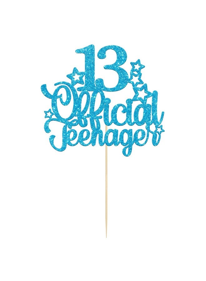 Ephlyn 1 Pack 13 Official Teenager Cake Topper Glitter Number 13 13th Birthday Cake Pick Decorations for Teen 13th Birthday Party Supplies Blue - Image 3