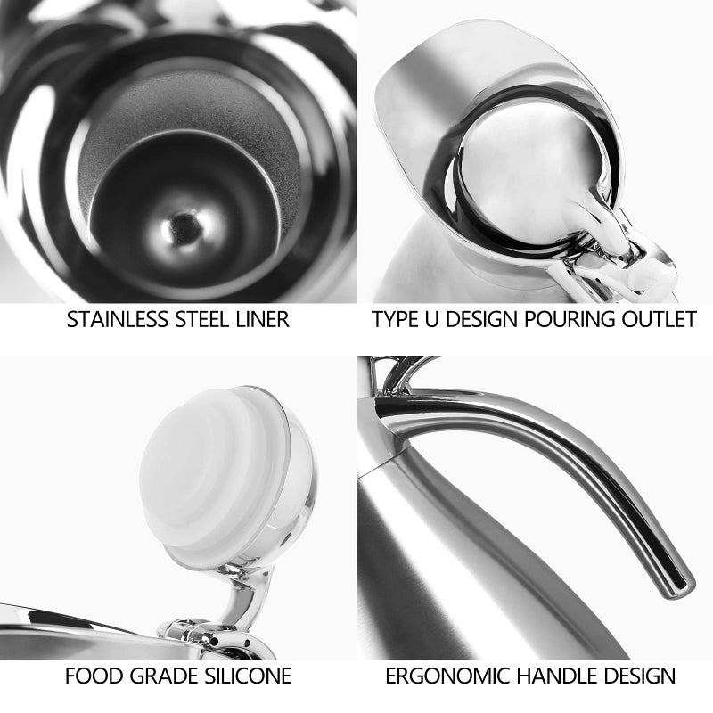 CABAX 34 oz Food-grade Stainless Steel Thermal Carafe/Double Walled Vacuum Insulated Coffee Pot with Press Button Top, 12+ Hrs Heat&Cold Retention for Coffee,Tea,Beverage etc (1.0L) - Image 3