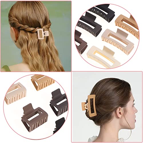 WHISKET - Big Hair Claw Clips for Women, Rectangle Accessories for Thin Hair, Matte Clips for Women & Girls [Pack of 4] (Small Pony) Multi Color - Image 5