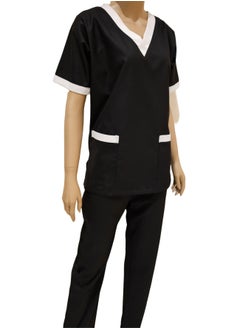 Rannah's Uniform V-Neck Scrub Suit for Nurses and Housekeepers, Short Sleeve with White Piping  - Image 2