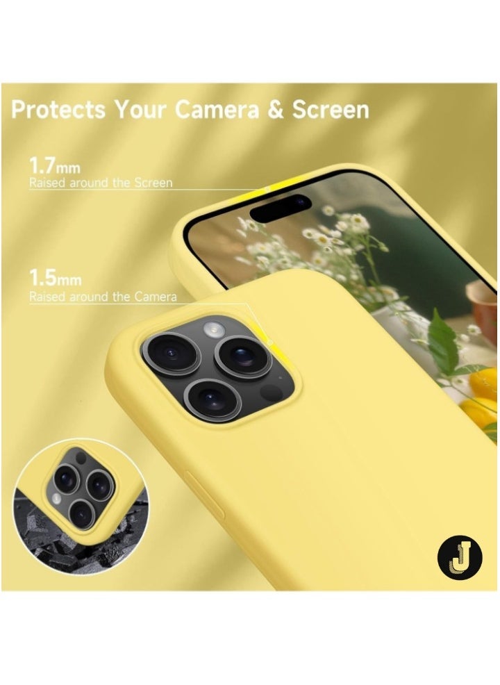 JAJEEK "New Soft Liquid Silicone Gel Case for iPhone 16 Pro Max – Full Body Shockproof Protection, Matte Finish & Soft Microfiber Lining (Yellow)" - Image 4