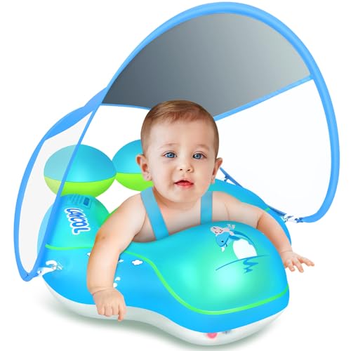 LAYCOL Baby Pool Float with Canopy UPF 50 Sun Protection Baby Float with Five Safety Protection Antiflip SafeInfants Swimming Floats for Infant 336 Months Boys and Girls - Image 1