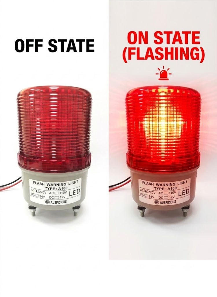 Auspicious Flashing Red Beacon Light LED with Buzzer Screw Mount A100F 220 VAC - Image 2