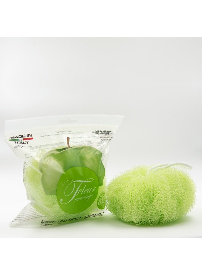 FLEUR Zeca Fleur Massage Net Sponge Apple -Scented | Refreshing Bath Sponge for Daily Cleansing - Image 1