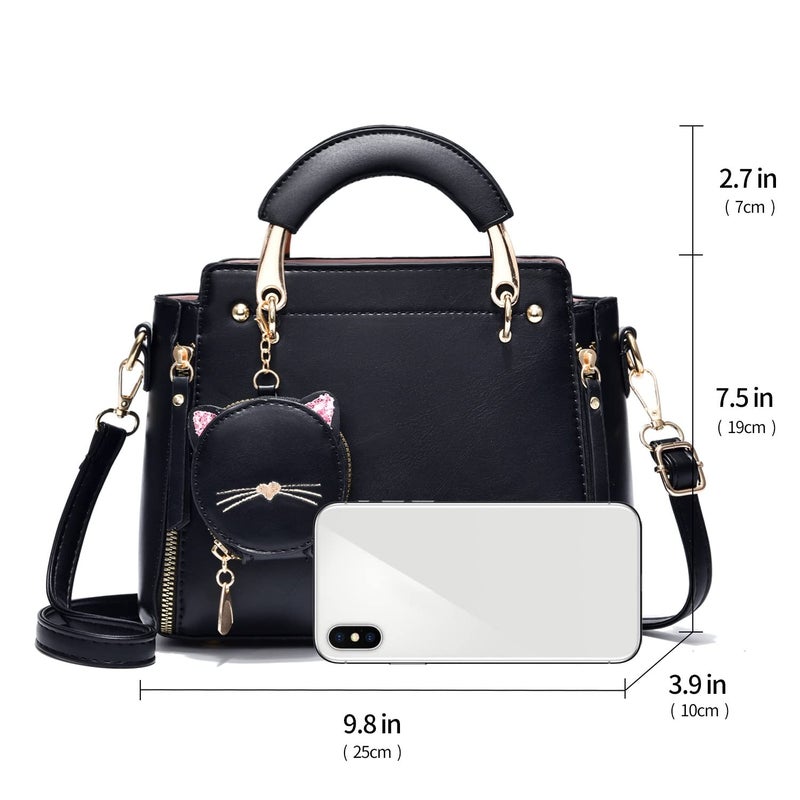 Xiaoyu Fashion Purses and Handbags for Women Ladies Crossbody Bags Top Handle Satchel Shoulder Bags Small Totes (Black) - Image 4