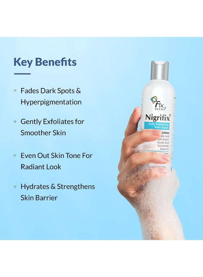 Fixderma Nigrifix Exfoliating Body Wash with 5% Actives (Lactic Acid, Glycolic Acid, Niacinamide Acid & Vitamin E) | Gentle Exfoliating Shower Gel for Body Wash | Improves Skin Tone - 200ml(Pack of 3) - Image 4