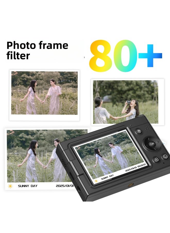 Generic D7 HD Ccd Digital Camera Beauty Selfie Retro 64 Million WiFi Camera Video Student Card Machine-Body Color:D7 White Microphone Fill Light Earphone Cable  - Image 5