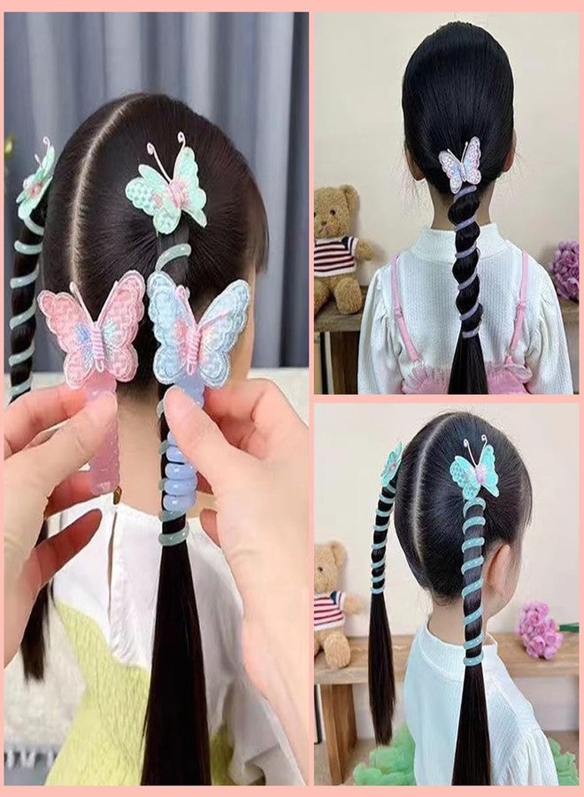  بالي ربطة شعر سلكية للأطفال من بالاي®، ربطات حلزونية مرنة، حاملة شعر على شكل ضفائر كرتونية لطيفة، إكسسوارات لصنع ذيل الحصان، هدايا للبنات والأطفال، متعددة الفراشات، قطعتان - Image 5