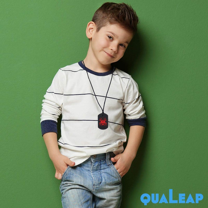 QUALEAP AMBER Xtra Tough (XT) Spider Sensory Chew Necklace for Kids (3 Pack) - Chewing Teething Necklace Teether Necklace Chew Toys - Designed for Chewing, Autism Sensory Teether Toy (Toughest - Aggressive Chewer) - Image 4