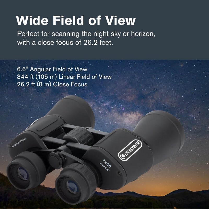 Celestron - Cometron 7x50 Astronomy Binoculars â€“ Entry-Level for Stargazing and Comet Watching â€“ Large 50mm Objective Lenses â€“ Wide 6.6Â° Field of View â€“ Multi-Coated Optics - Image 5