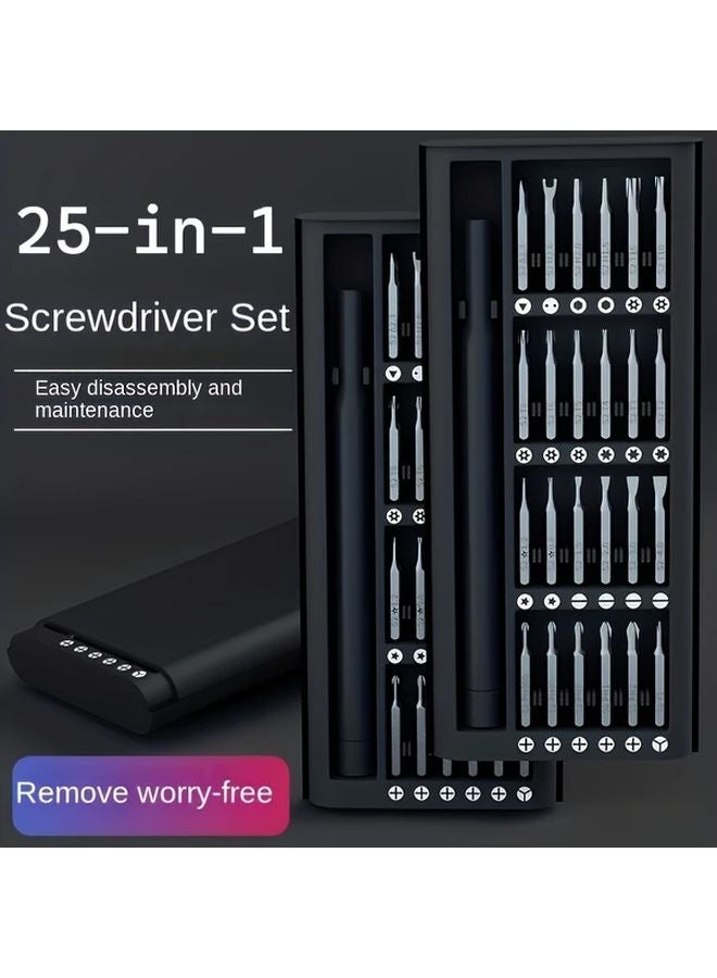 25 في 1 مجموعة مفكات صغيرة سوداء مع رؤوس توركس وفيليبس ومسطحة وبوزيدريف - Image 3