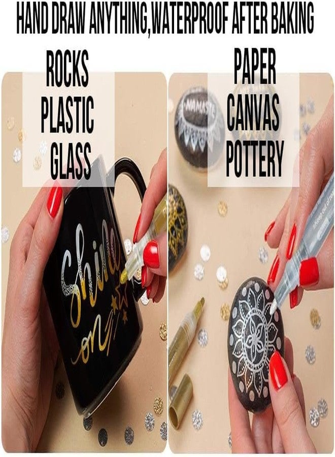 FEELHIGH Acrylic Permanent Paint Marker Pen Medium For Art Rock Painting, Stone, Wood, Canvas, Glass, Metal, Ceramic, Tire, Graffiti, Paper, Drawing, Highlight Water-Based Paint Sets (Gold) - Image 5