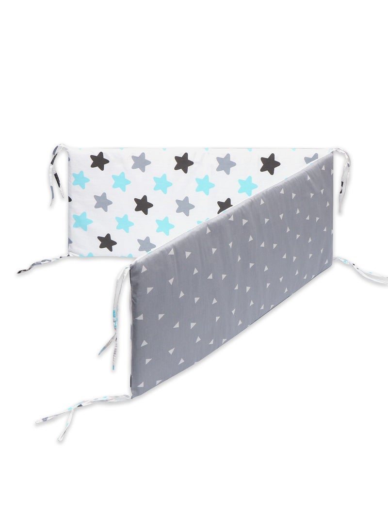 Crib Bumper Breathable Cot Bumper Breathable Mesh Cot Liner Crib Rail Cover Baby Crib Bumper Baby Boys Girls Nursery Breathable Crib Bedding Baby Bed Bumper 130x30cm (Blue)  - Image 1