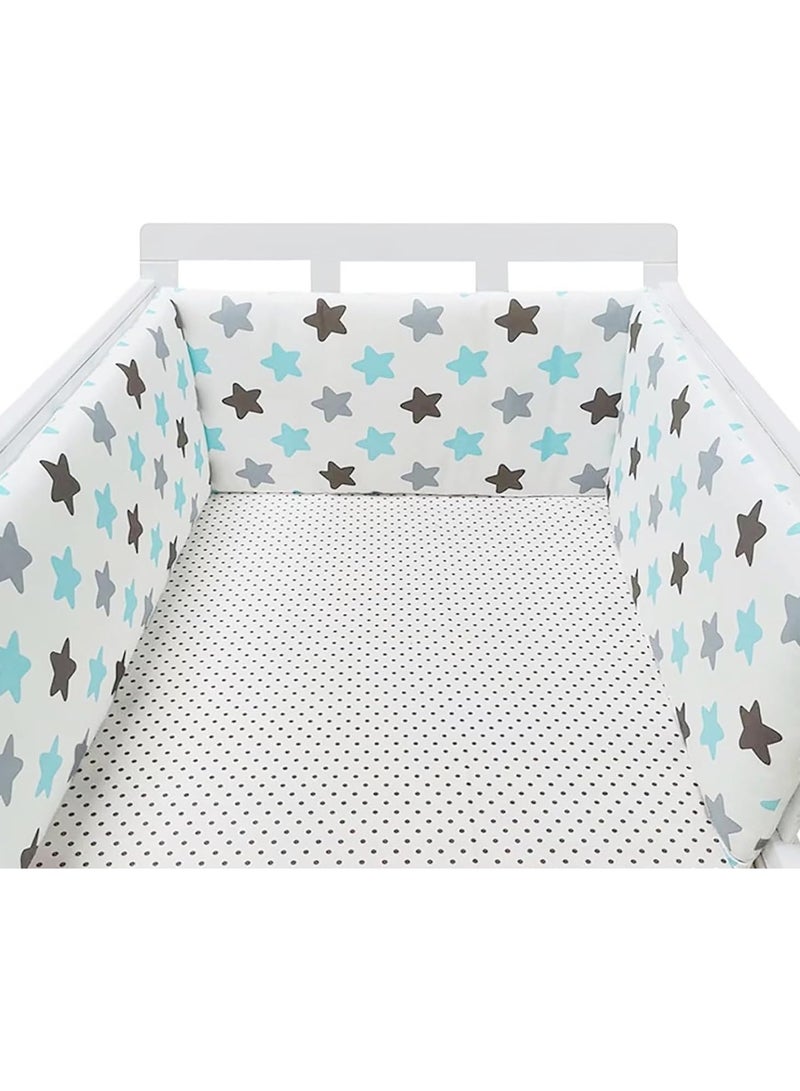 Crib Bumper Breathable Cot Bumper Breathable Mesh Cot Liner Crib Rail Cover Baby Crib Bumper Baby Boys Girls Nursery Breathable Crib Bedding Baby Bed Bumper 130x30cm (Blue)  - Image 2