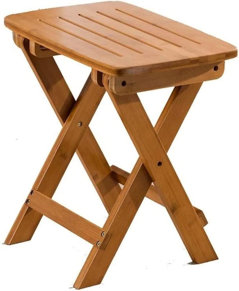 Shower Stool Multifunctional Folding Stool Solid Wood Bamboo for Bathroom Garden Fishing - Image 1