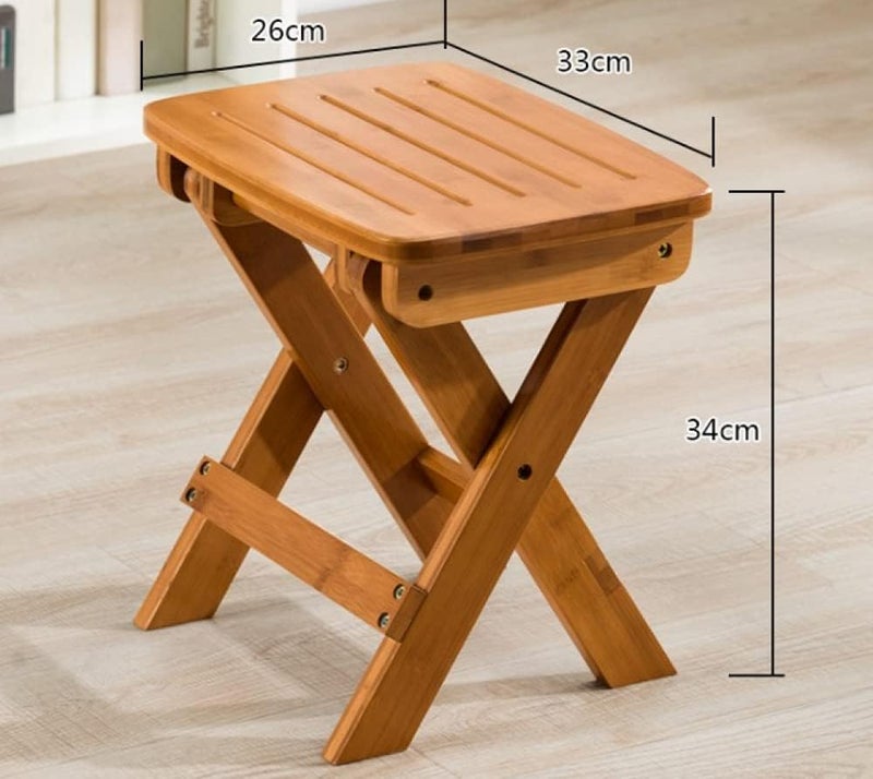 Shower Stool Multifunctional Folding Stool Solid Wood Bamboo for Bathroom Garden Fishing - Image 4