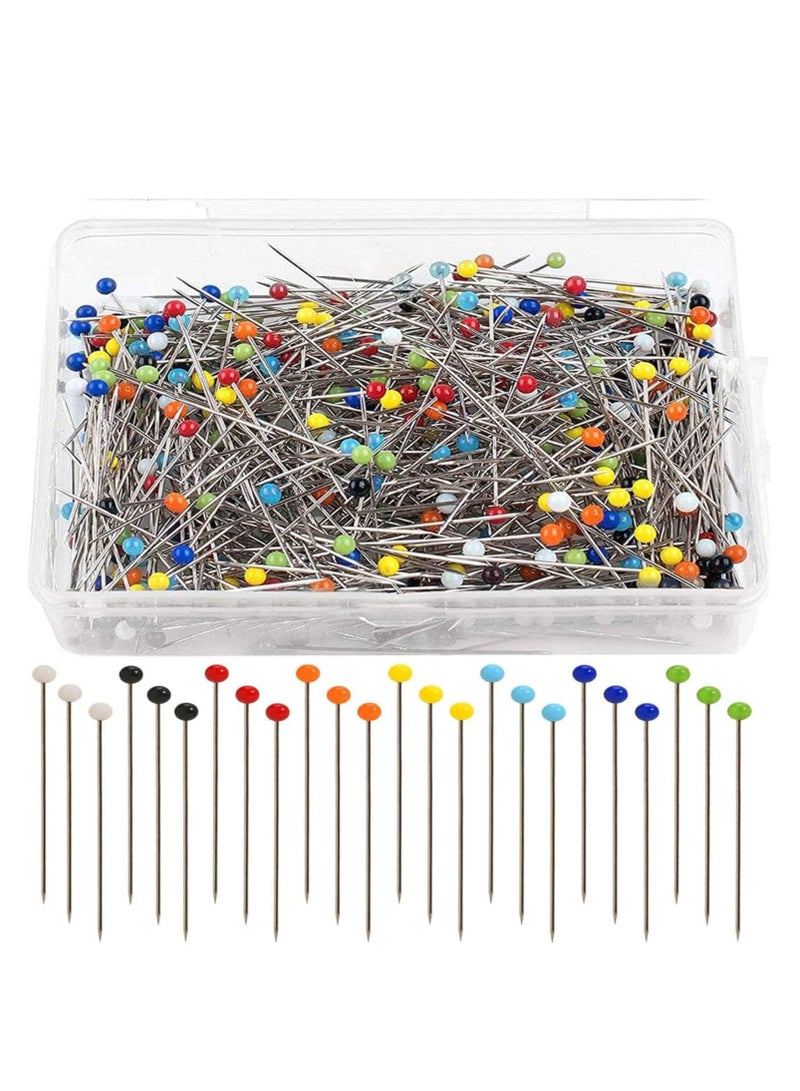 Premify Glass Head Pins Sewing Pins Multicolor Straight Quilting Pins For Dressmaking Crafting Fabric And Jewelry Components, 1.5 Inch (100 pcs) - Image 1