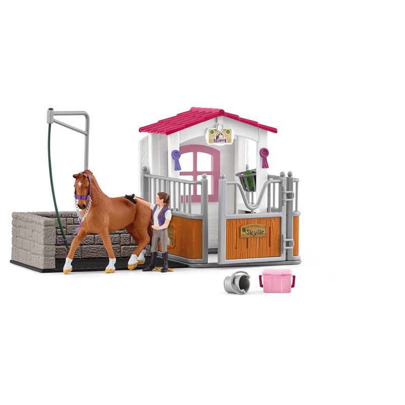 Schleich Horse Club 28 PC Horse Wash Stall Toy Playset with Mare and Rider Action Figure and Accessories for Girls and Boys Personalizable Stall Interactive Realistic Kids Toys Ages 5 72177 - Image 5