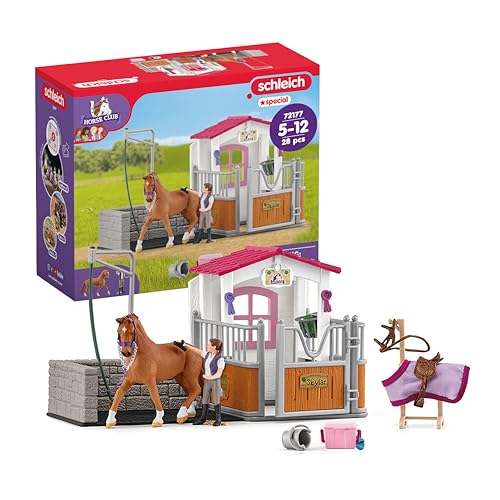 Schleich Horse Club 28 PC Horse Wash Stall Toy Playset with Mare and Rider Action Figure and Accessories for Girls and Boys Personalizable Stall Interactive Realistic Kids Toys Ages 5 72177 - Image 1