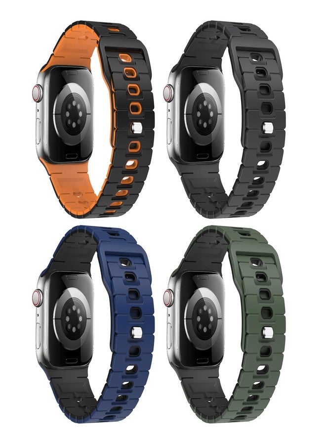 MoKo 4 Pack Sport Watch Band Compatible with Apple Watch Ultra 3/2/1 49mm,S11/S10 46mm,9/8/7 45mm,SE3/SE2/SE/6/5/4 44mm,3/2/1 42mm, Bicolor Soft Silicone Replacement Strap for Men Women, MultiColor G - Image 1