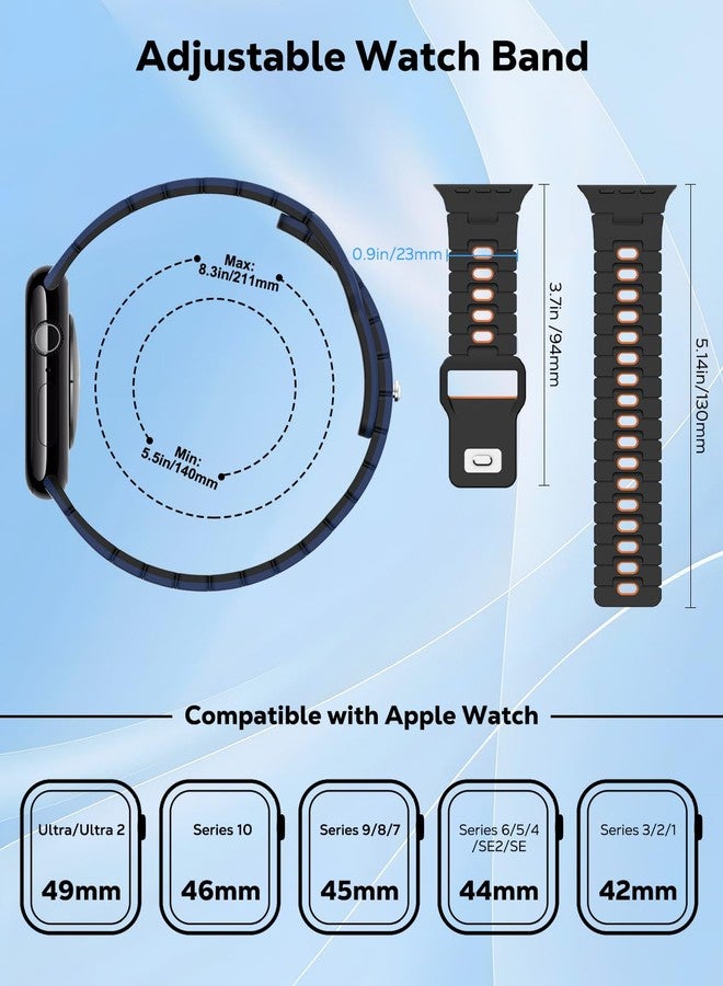 MoKo 4 Pack Sport Watch Band Compatible with Apple Watch Ultra 3/2/1 49mm,S11/S10 46mm,9/8/7 45mm,SE3/SE2/SE/6/5/4 44mm,3/2/1 42mm, Bicolor Soft Silicone Replacement Strap for Men Women, MultiColor G - Image 2