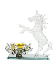 Generic Clear Crystal Unicorm and Crystal Lotus Flower Incense Holder Healing Crystal Stone Incense Burner Ash Catcher Incense Stick Cone Holder for Yoga Meditation and Home Office Décor  - Image 1
