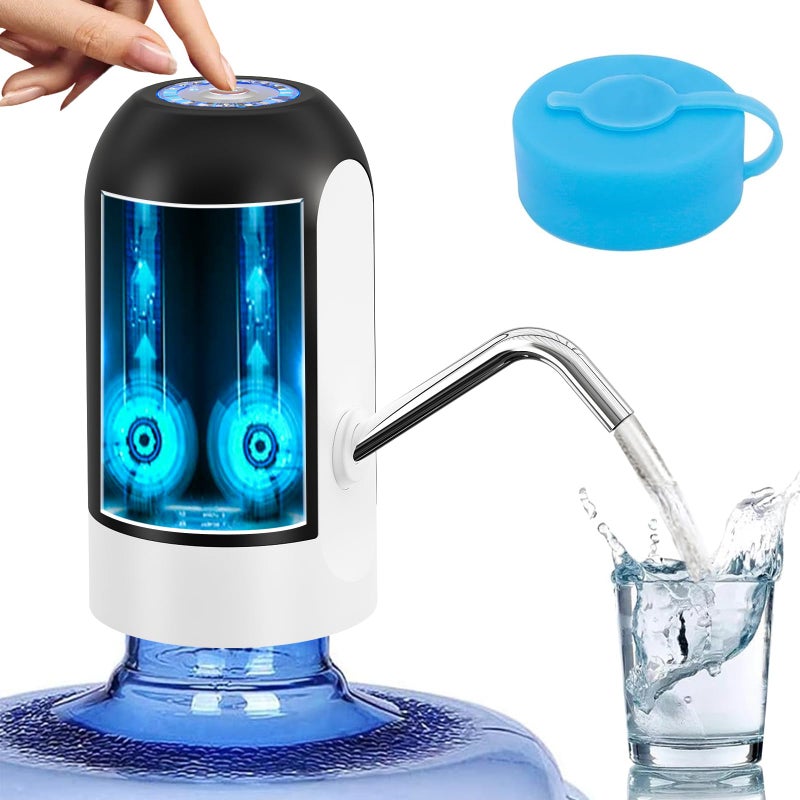 Myvision Water Dispenser for 5 Gallon Bottle Portable USB Charging Electric Water Pump Drinking Water Jug Pump for Home Kitchen Living Room Office Camping Universal for 35 Gallon Black