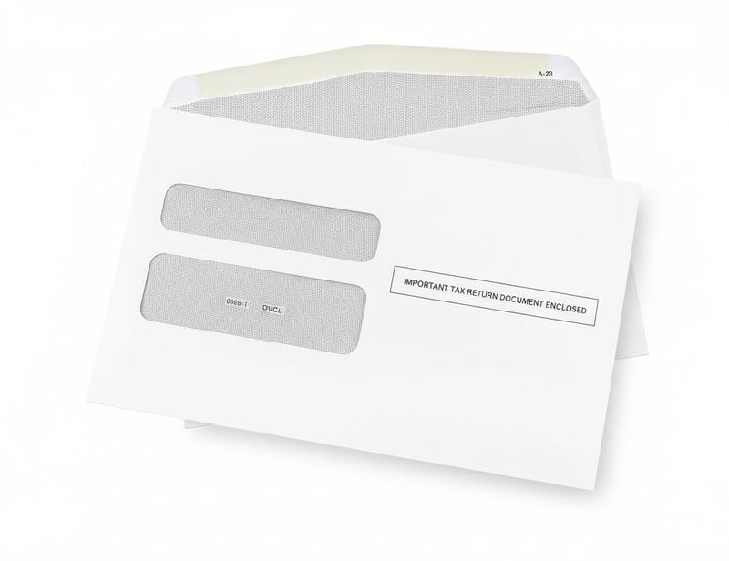 Dutymark 50 W2 Envelopes, Designed for W2 2-Up Tax Forms, Form QuickBooks Desktop and Other Tax Software, 5 5/8â€™â€™ x 9â€™â€™, Gum Seal Double Window Security W2 Envelopes, 50 Pack - Image 1