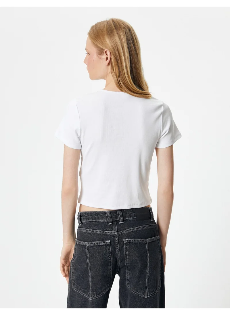 كوتون Slogan Printed T-Shirt Short Sleeve Crew Neck Cotton