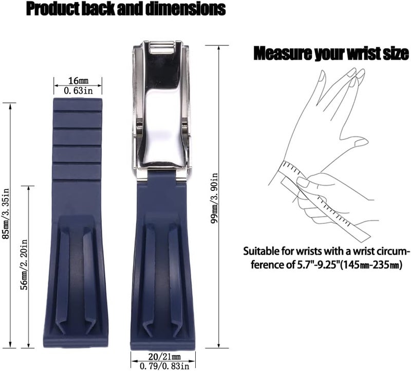 MCXGL Rubber Watch Band Compatible with Yacht Master Oysterflex Submariner GMT Daytona 20mm Strap Waterproof Bracelet Watch Accessories - Image 2