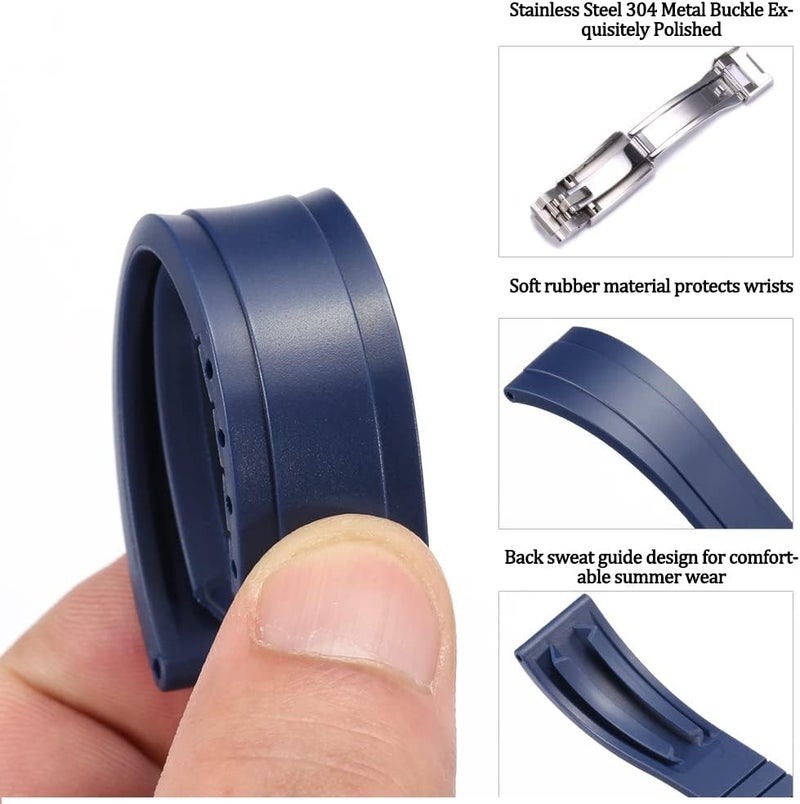 MCXGL Rubber Watch Band Compatible with Yacht Master Oysterflex Submariner GMT Daytona 20mm Strap Waterproof Bracelet Watch Accessories - Image 4