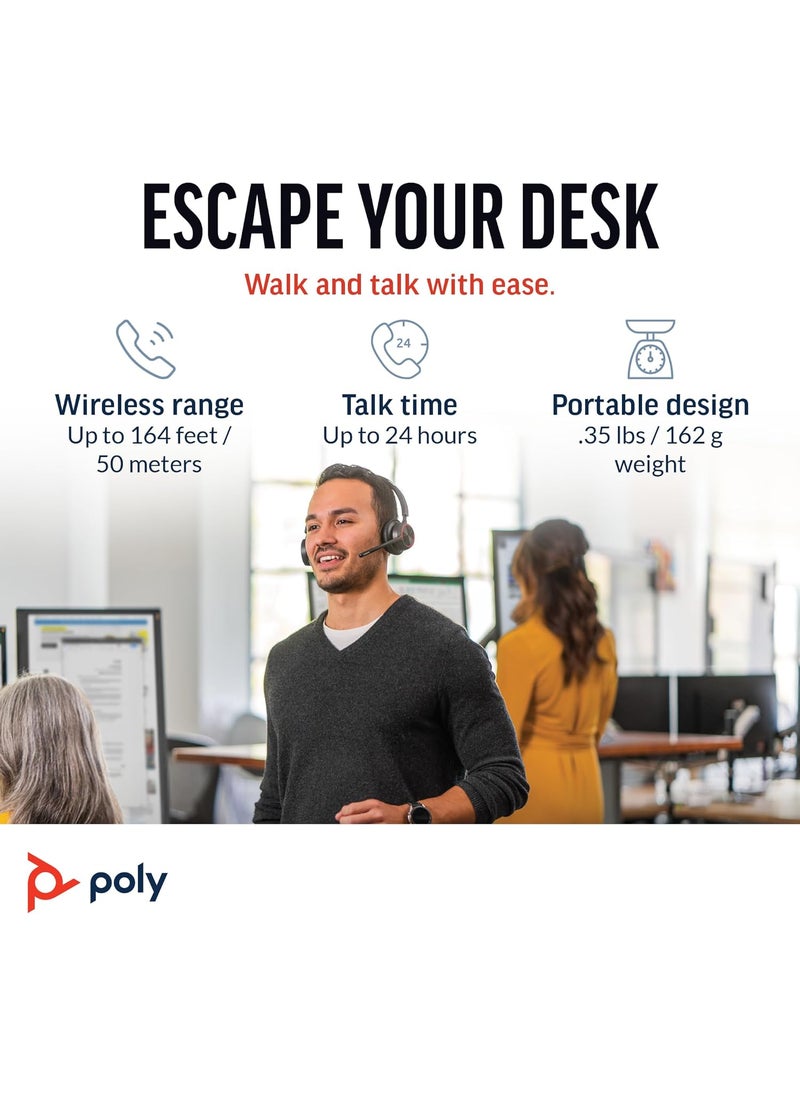 Poly Poly Voyager 4320 UC Wireless Headset  Charge Stand Plantronics  Stereo Headphones wNoiseCanceling Boom Mic  Connect PCMacMobile via BluetoothWorks wTeams Certified ZoomAmazon Exclusive  - Image 4