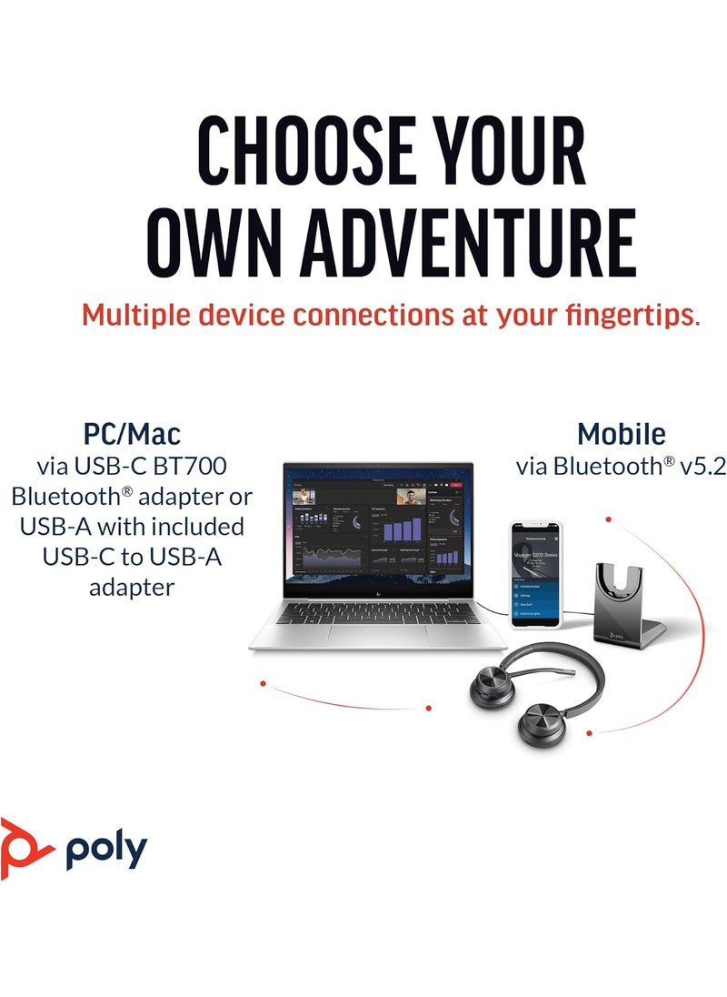 Poly Poly Voyager 4320 UC Wireless Headset  Charge Stand Plantronics  Stereo Headphones wNoiseCanceling Boom Mic  Connect PCMacMobile via BluetoothWorks wTeams Certified ZoomAmazon Exclusive  - Image 5