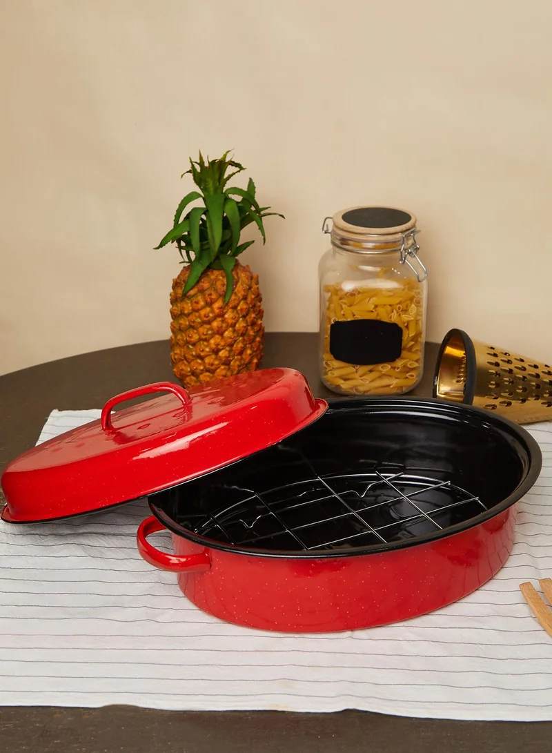 Premier Enamel Oval Self Basting Roasting Tin