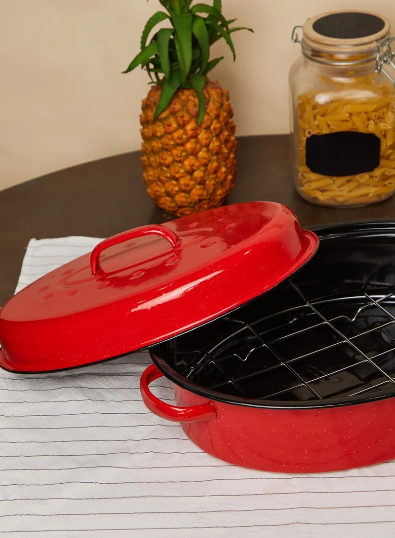 Premier Enamel Oval Self Basting Roasting Tin